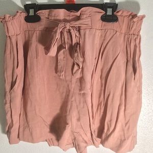 Nude Pink Tie Paperbag Shorts